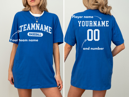 Custom Baseball Team, Name &amp; Number T-Shirt