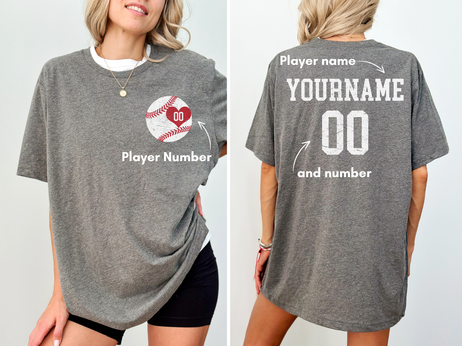 Custom Baseball Player Name &amp; Number T-Shirt