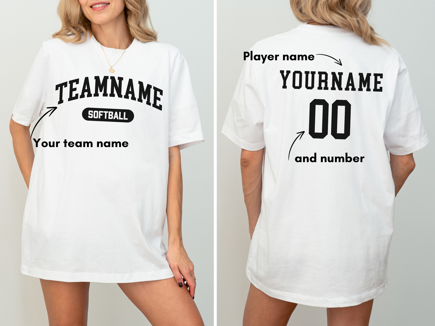 Custom Softball Team, Name &amp; Number T-Shirt