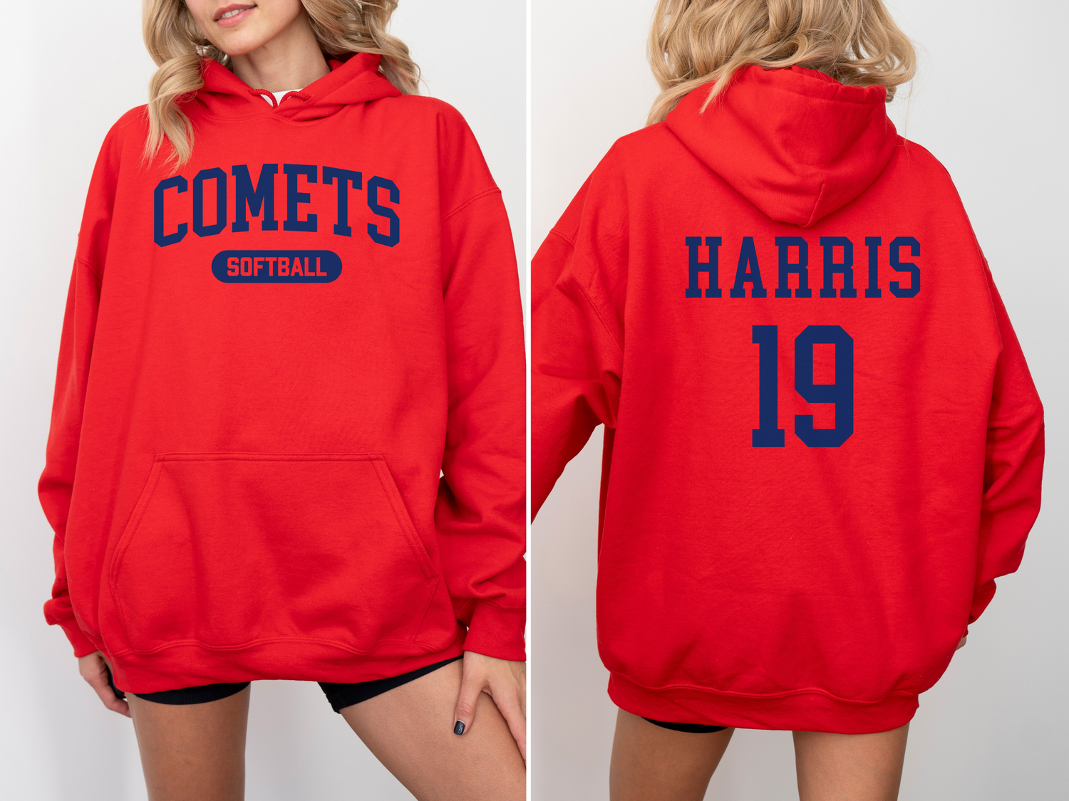 Custom Softball Team, Name &amp; Number Hoodie